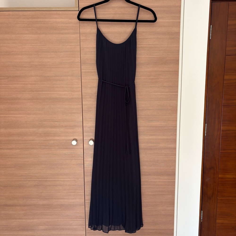 H&M Navy Pleated Maxi Dress